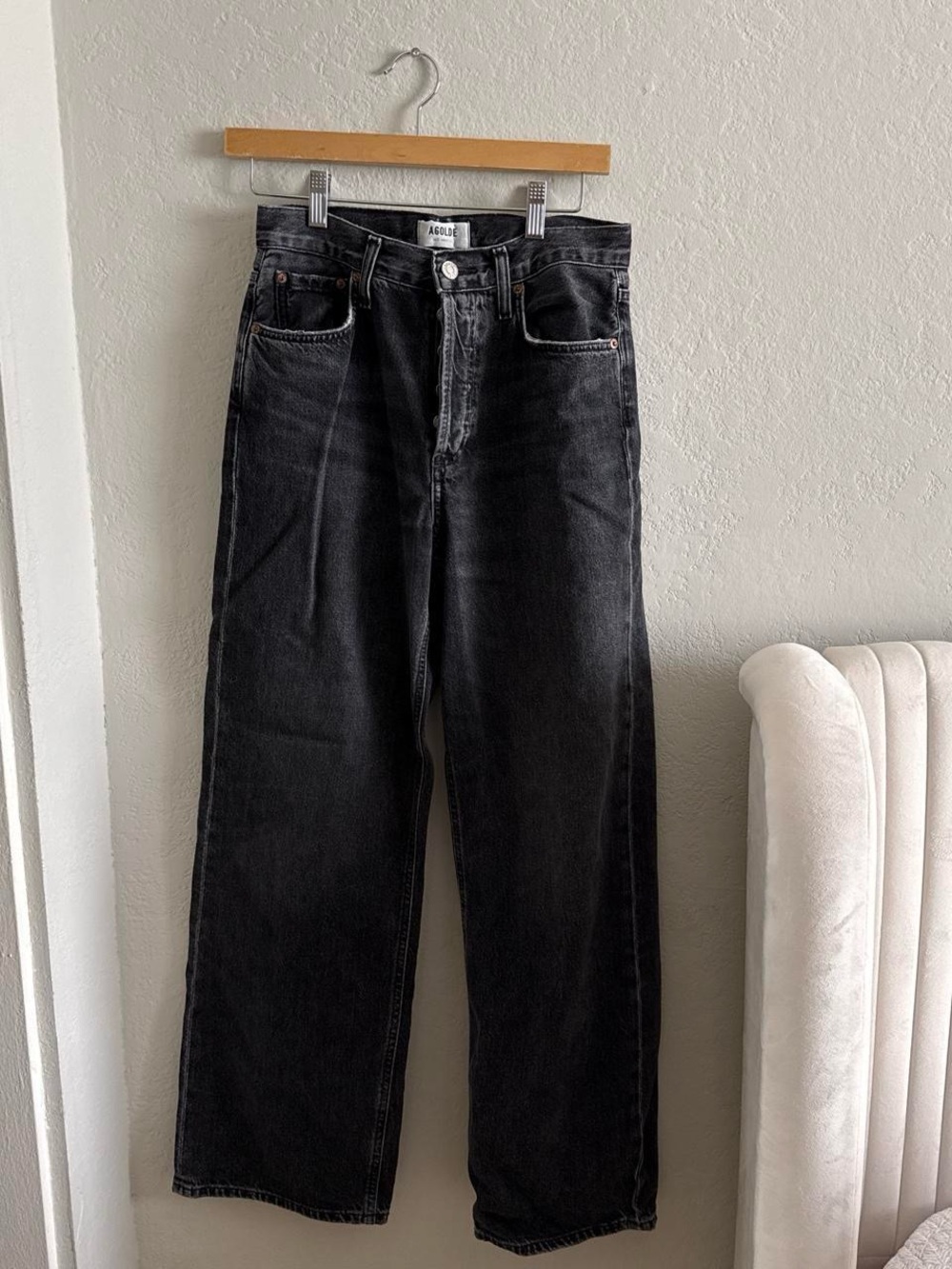 AGOLDE Black Wide-Leg Jeans
